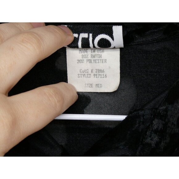 VTG Clio Burnout Velvet Semi‎ Sheer Blouse M Button Up Shirt whimsygoth *Flaw - Picture 4 of 10
